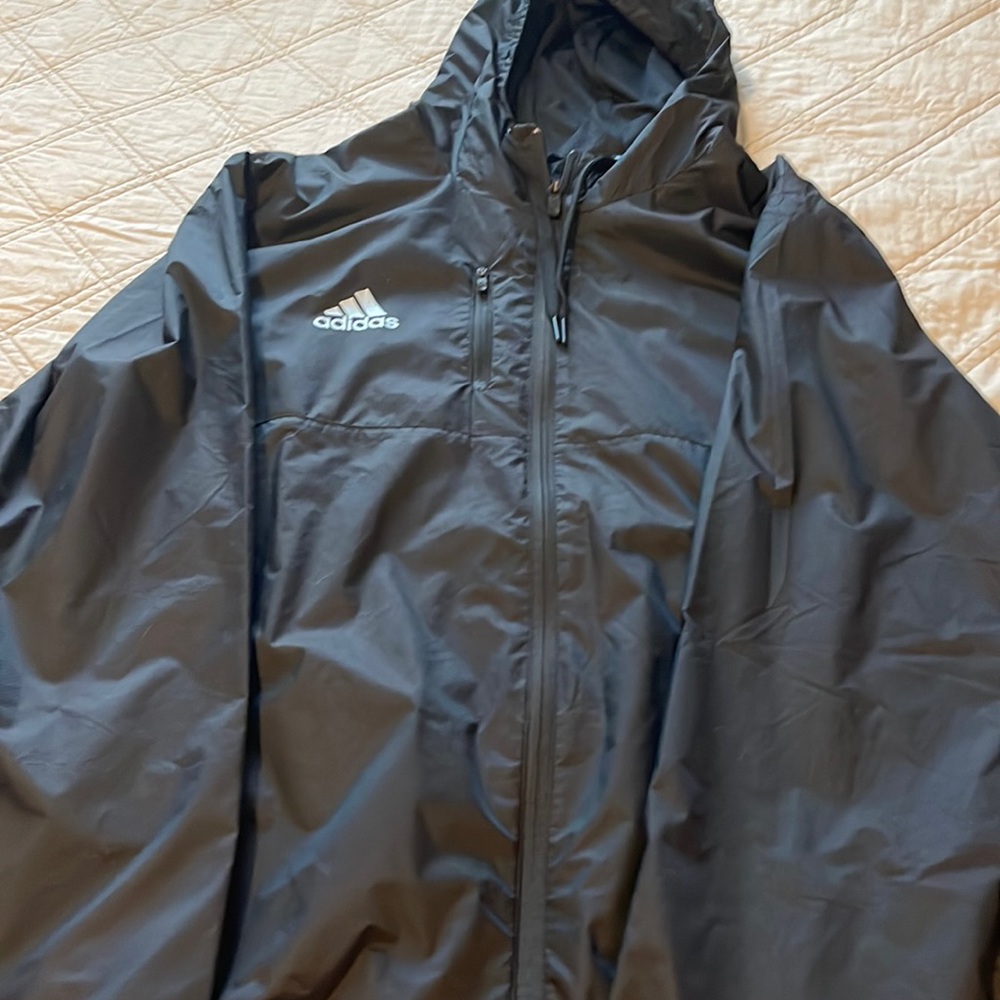 Extra large Adidas windbreaker with hood